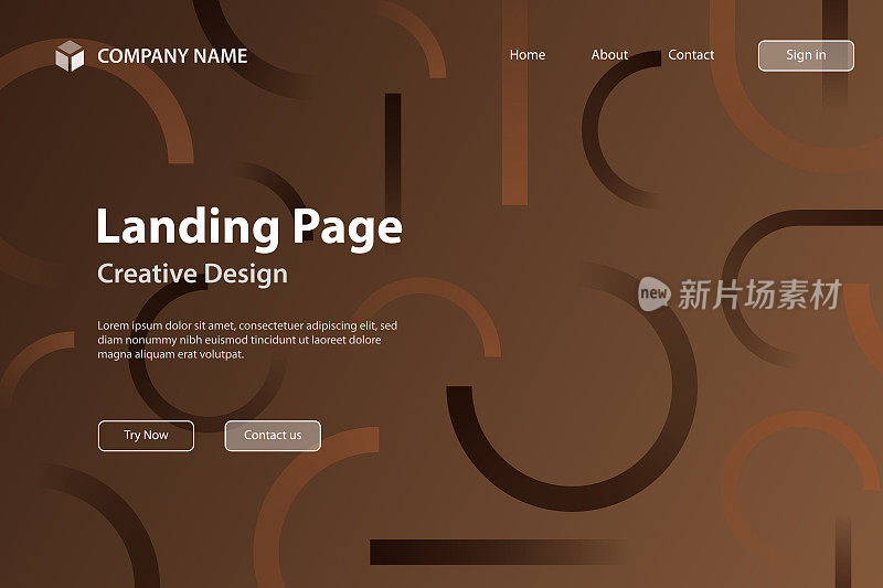 登陆页面模板-抽象设计与几何形状-时髦的棕色梯度