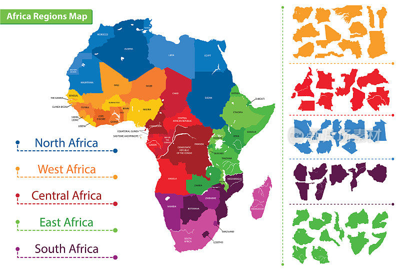 这是非洲地区的地图。非洲地图