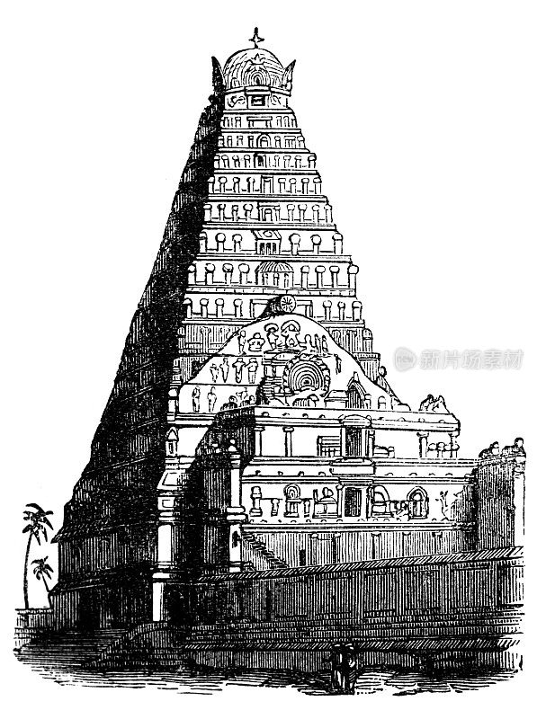 一个19世纪的古印度宝塔