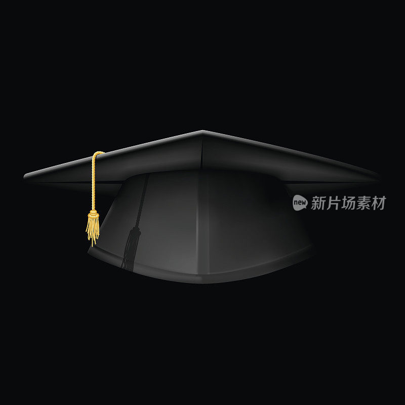 黑色的毕业帽-黑色背景的学士帽