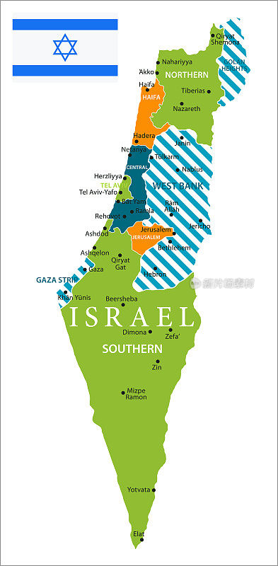 地图以色列-矢量