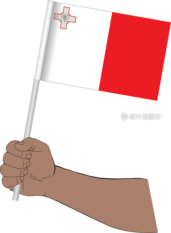 手持马耳他国旗
