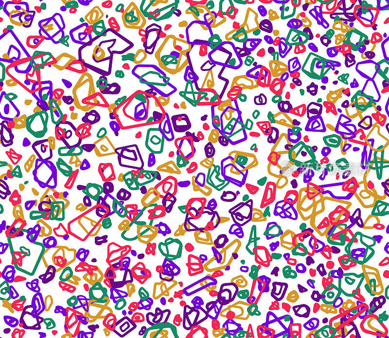 无缝多色涂鸦图案