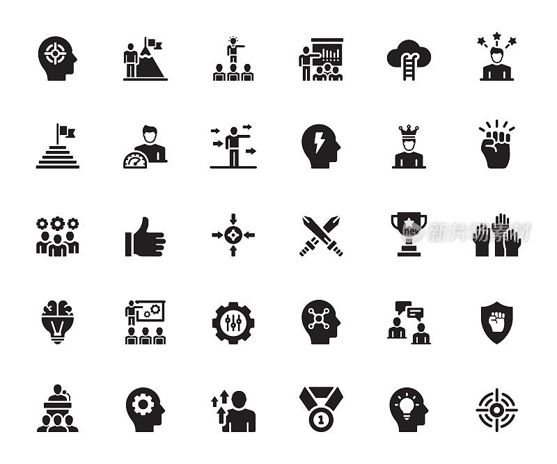 简单的商业动机相关的矢量图标。符号集合。