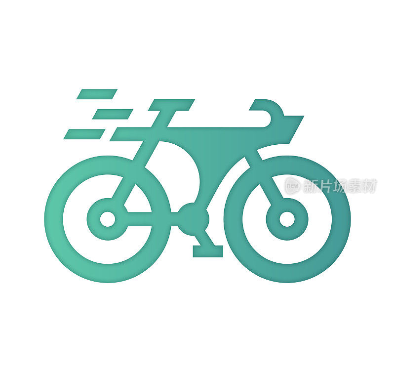自行车市场渐变色彩&剪纸风格图标设计