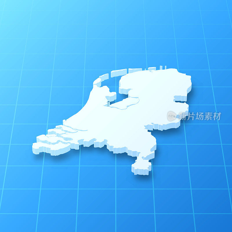 荷兰3D地图上的蓝色背景