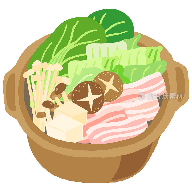 日本菜，蔬菜和猪肉火锅