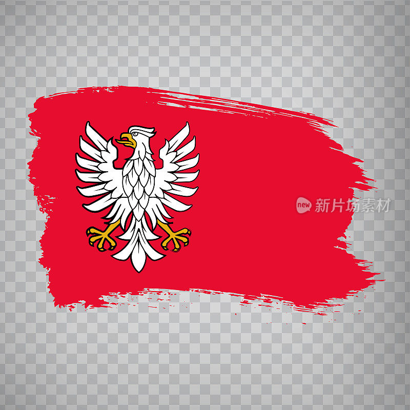 马索维Voivodeship旗从笔触。旗帜马索维Voivodeship透明背景为您的网站设计，应用程序，UI。波兰共和国。股票向量。EPS10。