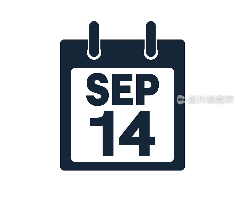9月14日日历图标股票矢量插图
