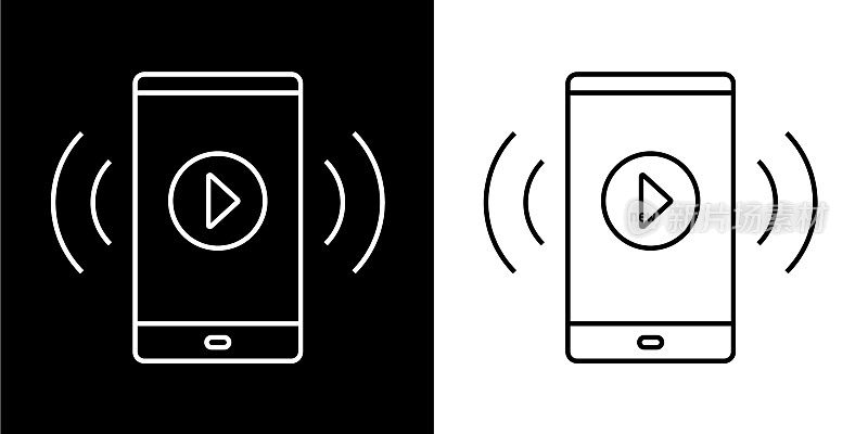 手机与视频播放按钮图标