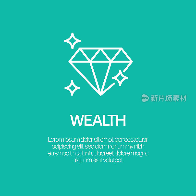 财富线图标，轮廓矢量符号插图。