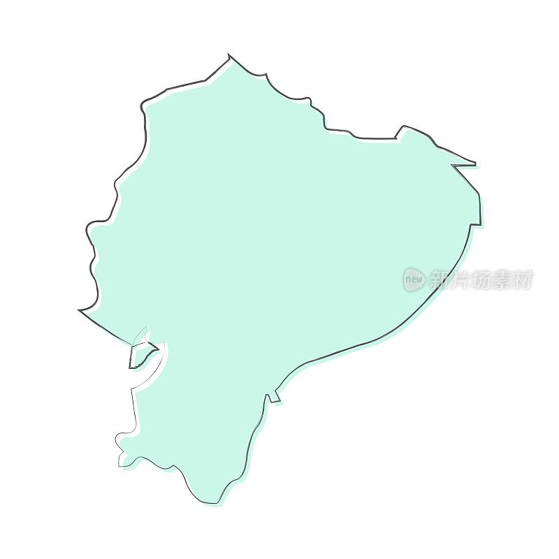 厄瓜多尔地图手绘在白色的背景-时尚的设计
