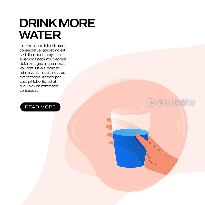 健康生活方式-多喝水概念矢量插图网站横幅，广告和营销材料，在线广告，商业演示等。