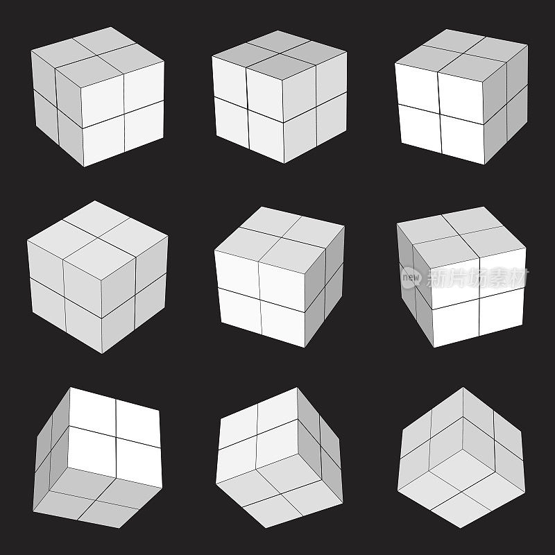 三维立方体结构模型模式图标收集