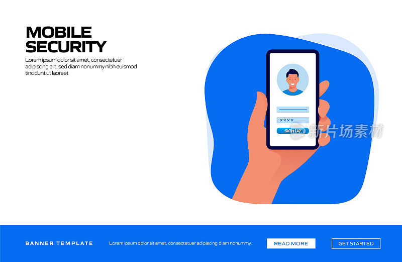 移动安全概念矢量插图网站横幅，广告和营销材料，在线广告，业务演示等。
