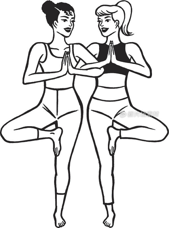 两个女人在练瑜伽