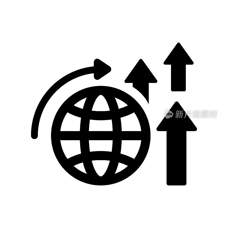 全球进度图标，轮廓矢量符号插图。