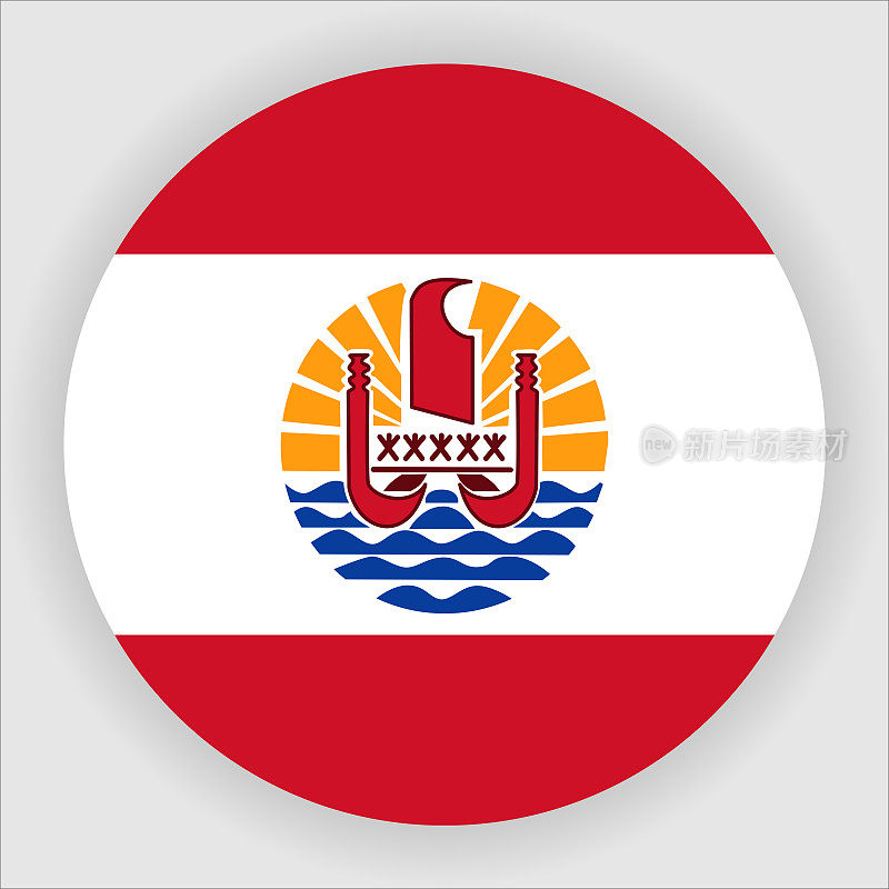 法属波利尼西亚扁平圆形国家国旗按钮图标