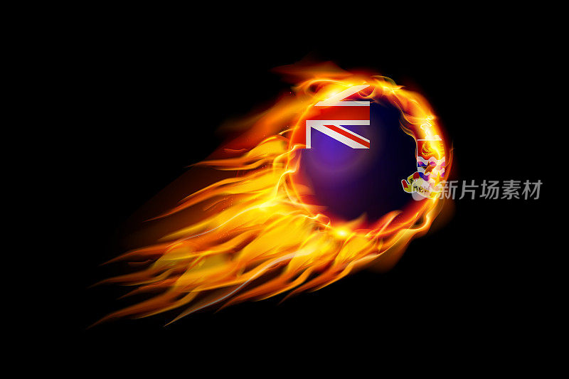 开曼群岛旗与火火球现实设计