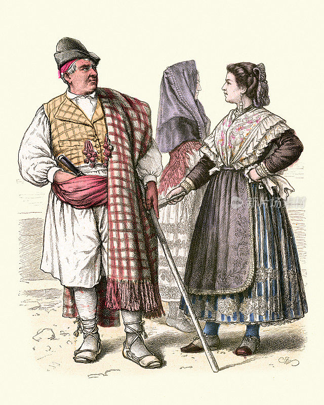 西班牙穆尔西亚的传统服装，19世纪的历史时尚
