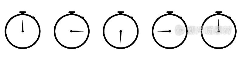 透明背景上的计时器图标。孤立的向量元素。秒表的象征。矢量倒计时循环时钟计数器计时器。快时间图标。圆