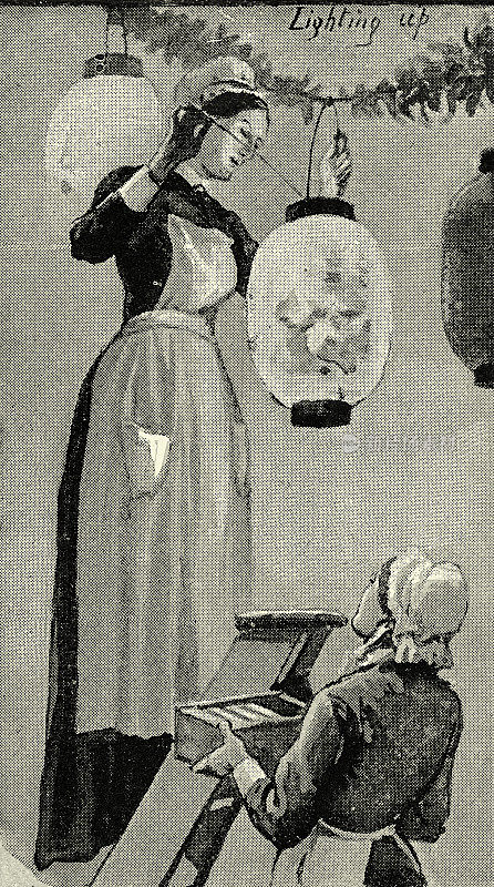 装饰圣诞装饰品的护士，19世纪维多利亚时期的医疗保健