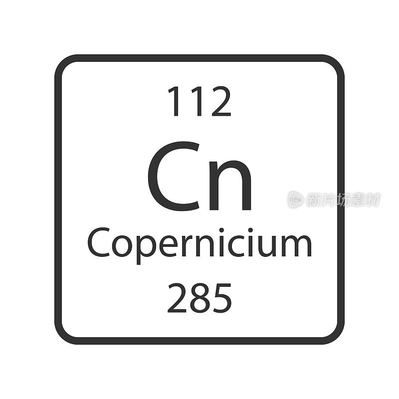 Copernicium象征。元素周期表中的化学元素。矢量插图。