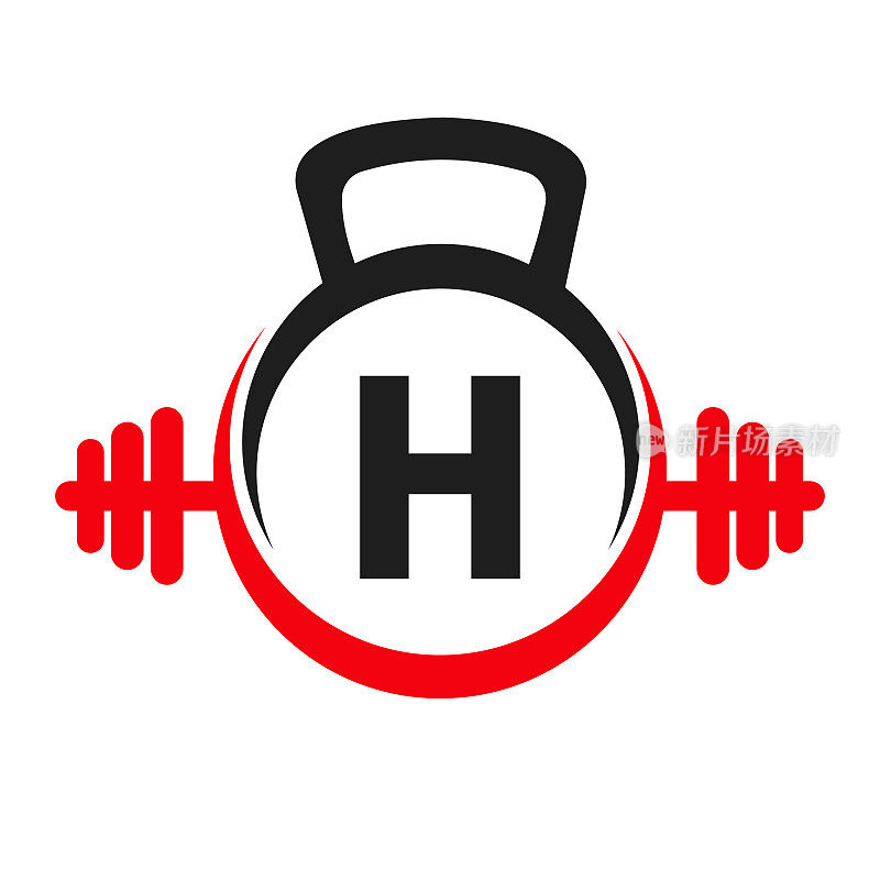字母H健身标志设计。运动健身房标志图标设计矢量模板