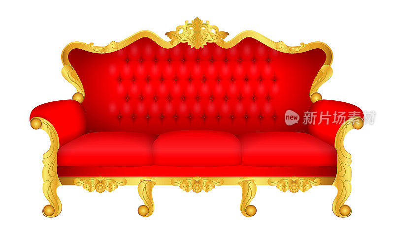 豪华宝座椅套装金色独色或红色御金婚椅。每股收益向量
