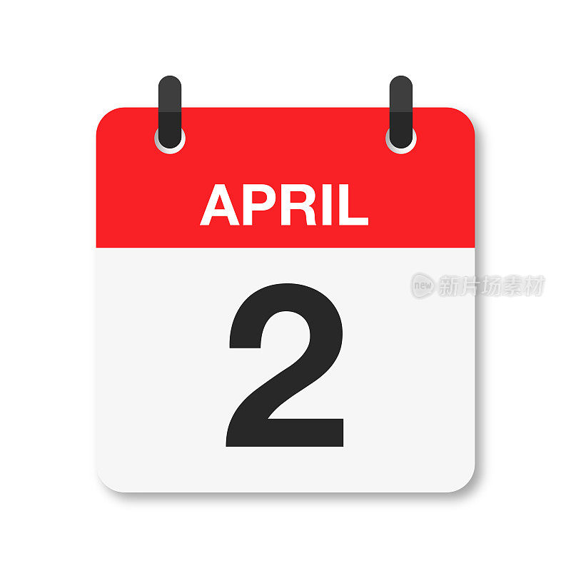 4月2日-每日日历图标-白色背景
