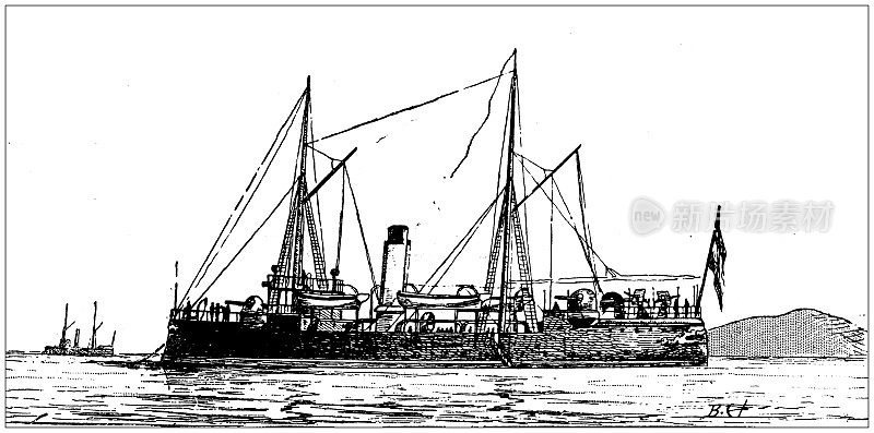 古董图片:西班牙海军舰艇，“马奎斯・德拉・恩塞纳达”