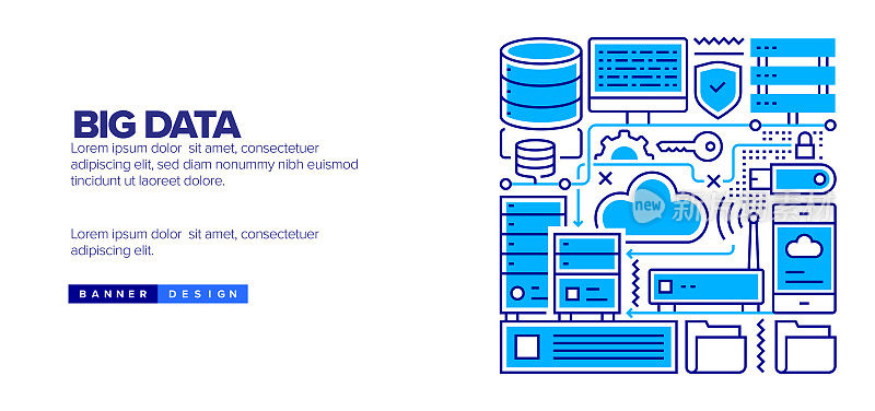 登陆页的大数据概念，网站横幅设计，在线广告，广告和营销材料