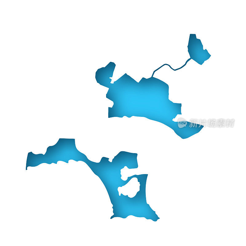 Akrotiri和Dhekelia地图-白纸在蓝色背景上剪出来