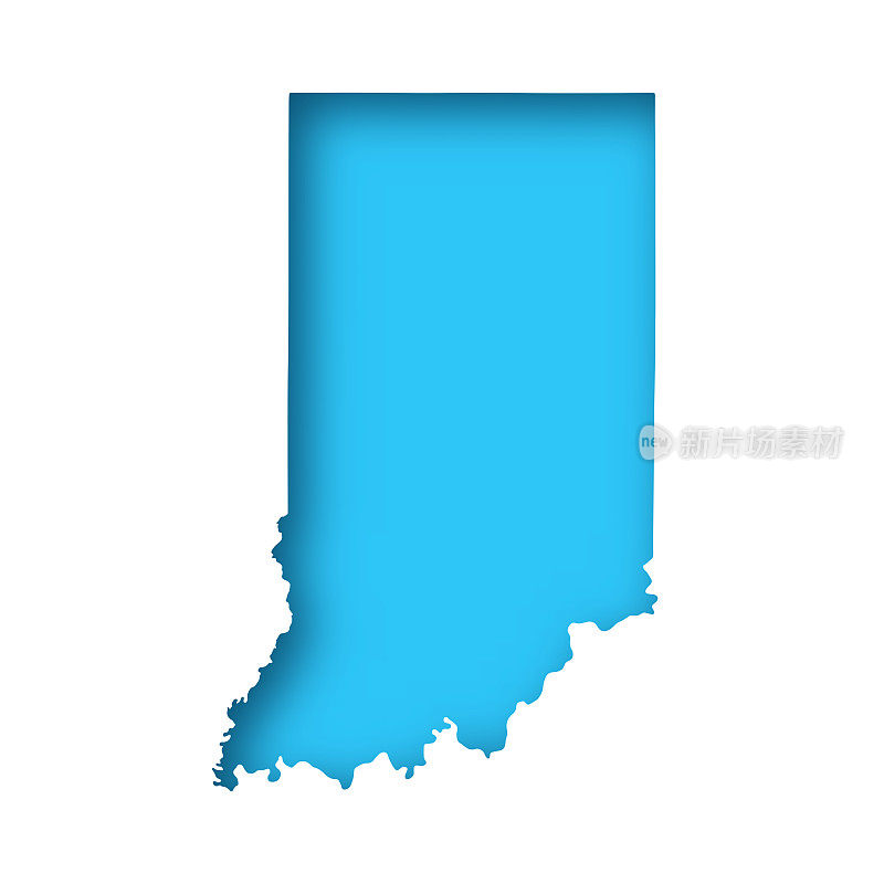 印第安纳州地图――蓝色背景上的白纸