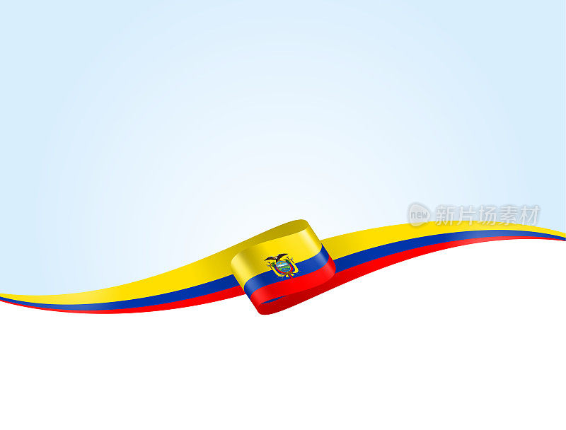 厄瓜多尔国旗丝带。背景上的厄瓜多尔国旗。模板。复制空间。矢量股票插图