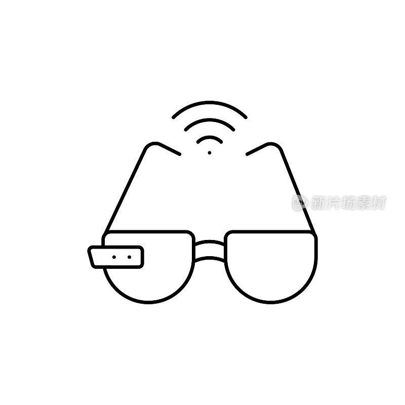 智能眼镜线条图标可编辑笔画