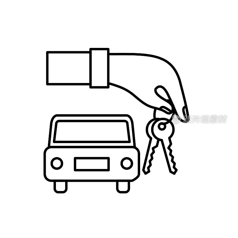细线拼车和交通图标-处理钥匙