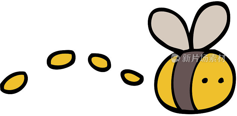 手绘涂鸦风格的卡通嗡嗡蜜蜂