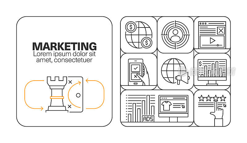营销横幅线图标集设计