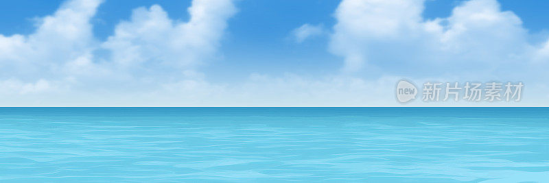 海景，夏日观海蓝天白云，尽收眼底
