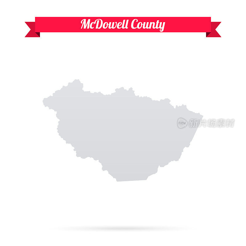 西弗吉尼亚州麦克道尔县。白底红旗地图