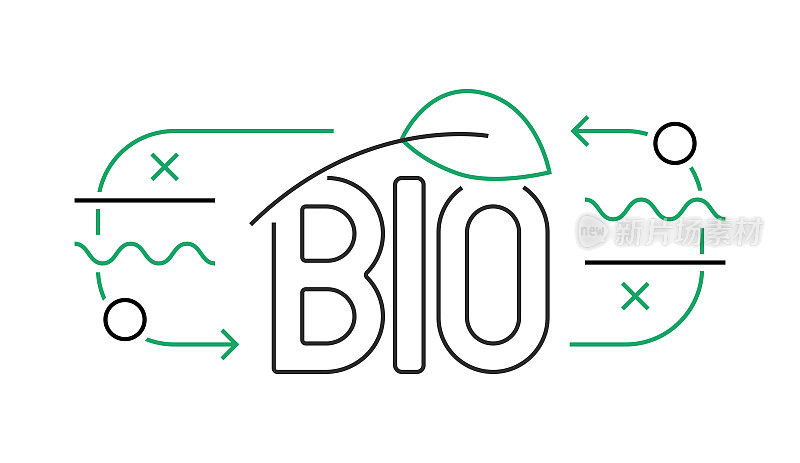生物线图标设计。有机，农业，回收，树叶，环境。