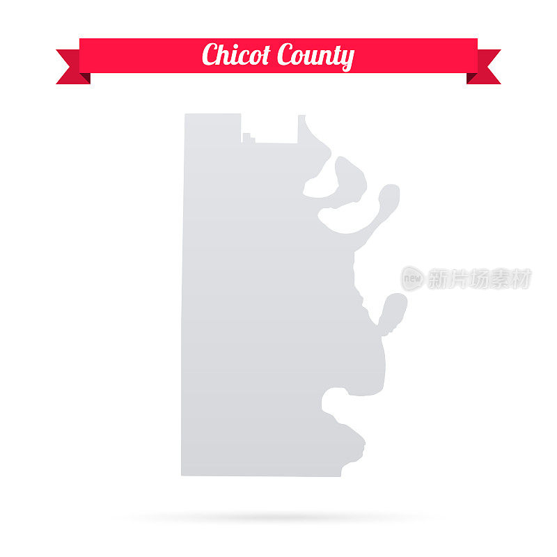 阿肯色州奇科特县。白底红旗地图