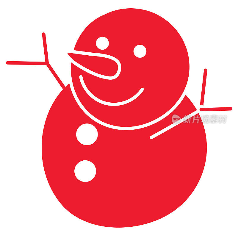 圣诞假期雪人彩色图标在白色的背景