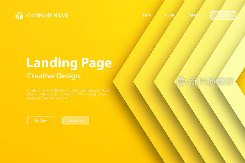 登陆页面模板-抽象设计与几何形状-时髦的黄色梯度