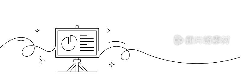 连续线绘制销售业绩图标。手绘符号矢量插图。