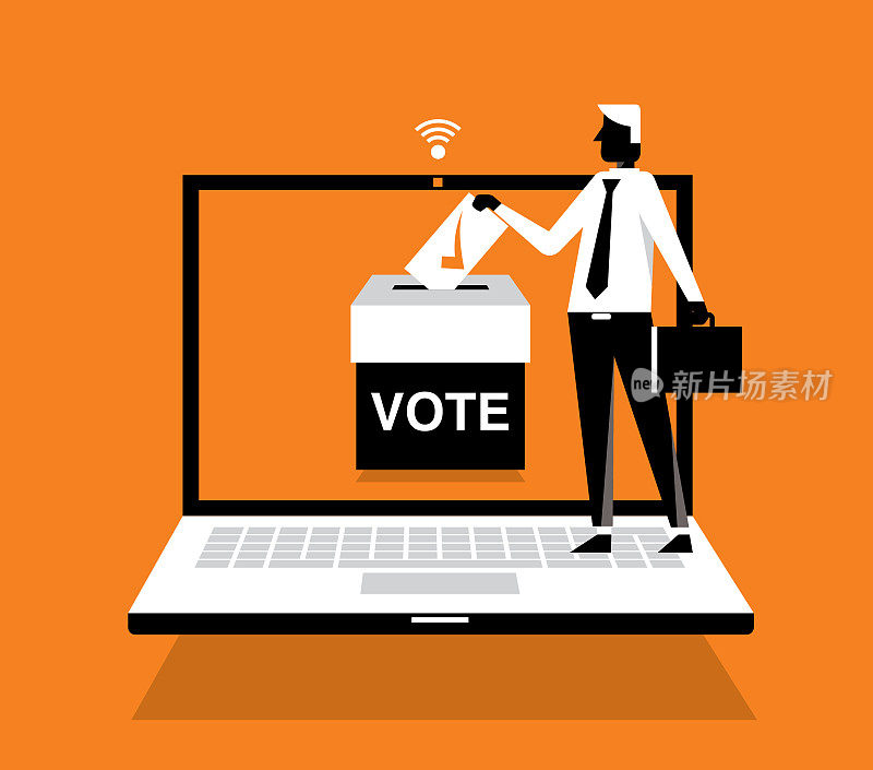 网上投票-手提电脑-商人