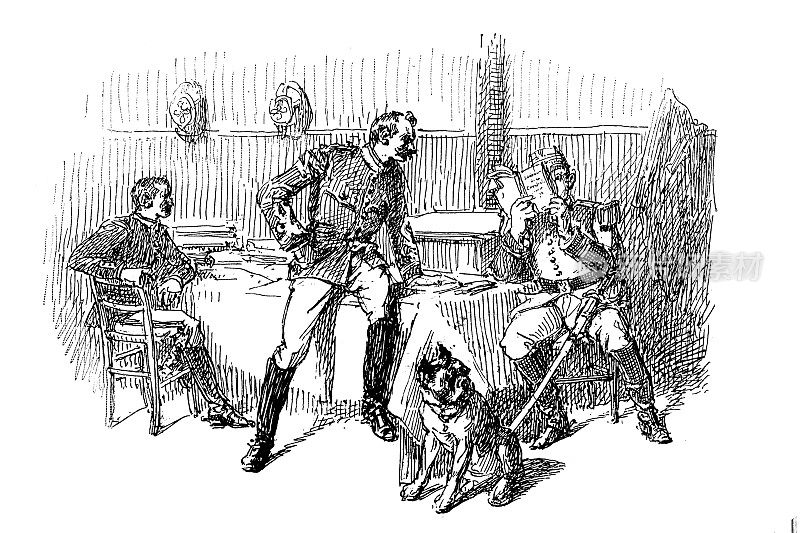 士兵阅读骑兵年鉴