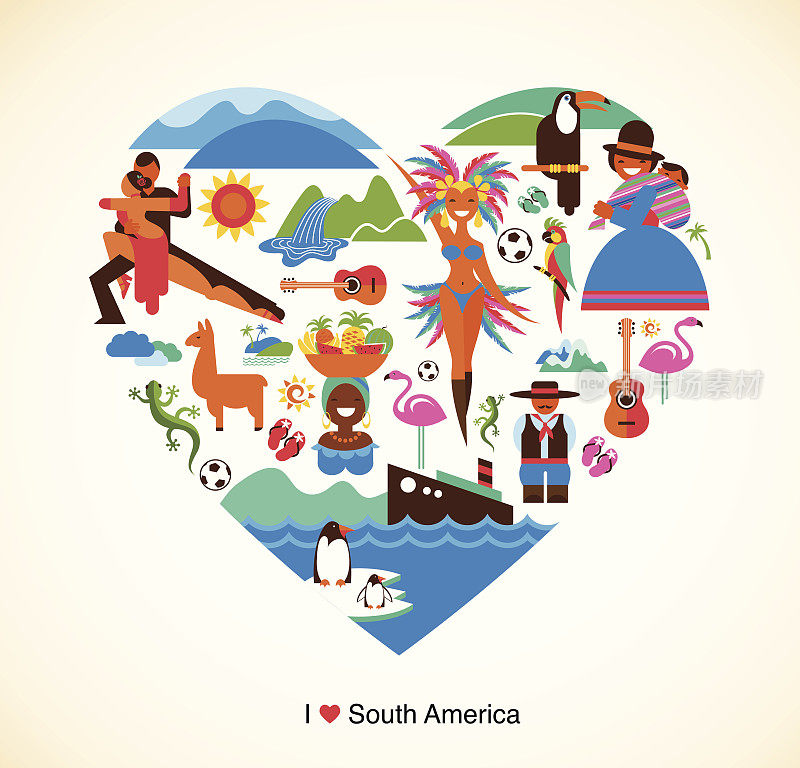 南美洲爱-概念插图与矢量图标