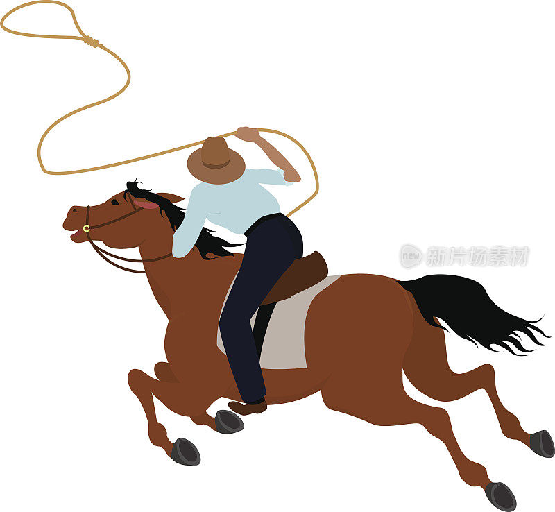 牛仔骑手在马背上扔套索插图狂野西部
